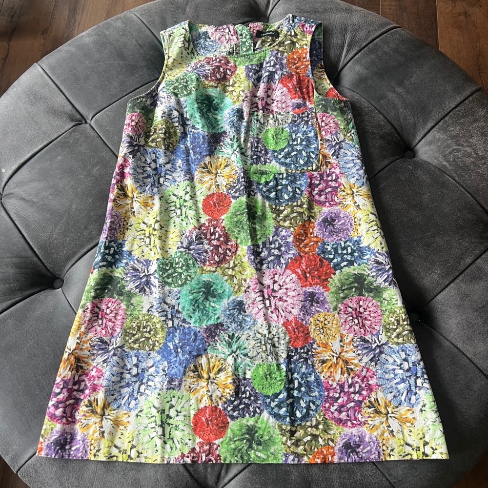 MAX&CO DRESS Pom Pom Print Sleeveless A Line Zipper Back Women's Size US 6